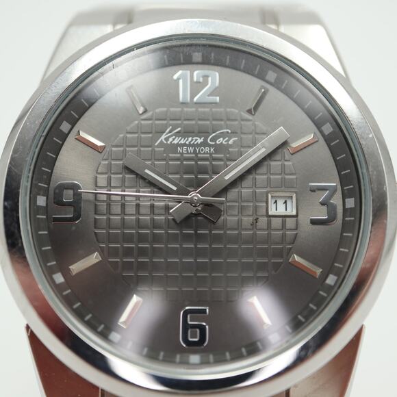 Kenneth Cole NY Mens Watch 43mm Gray Date Dial Stainless Steel w New Battery main image 9